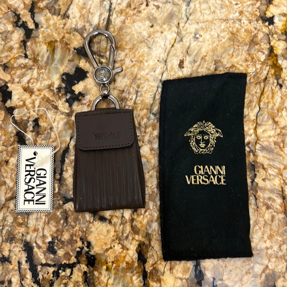 New Versace Leather key chain